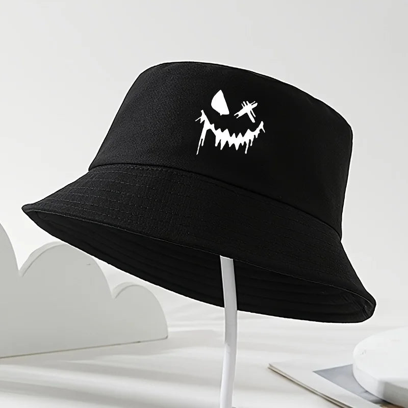 Bobs pour hommes et femmes avec un motif humoristique de visage souriant, pliables, parfaits pour les activités de plein air et les voyages au printemps et en été.